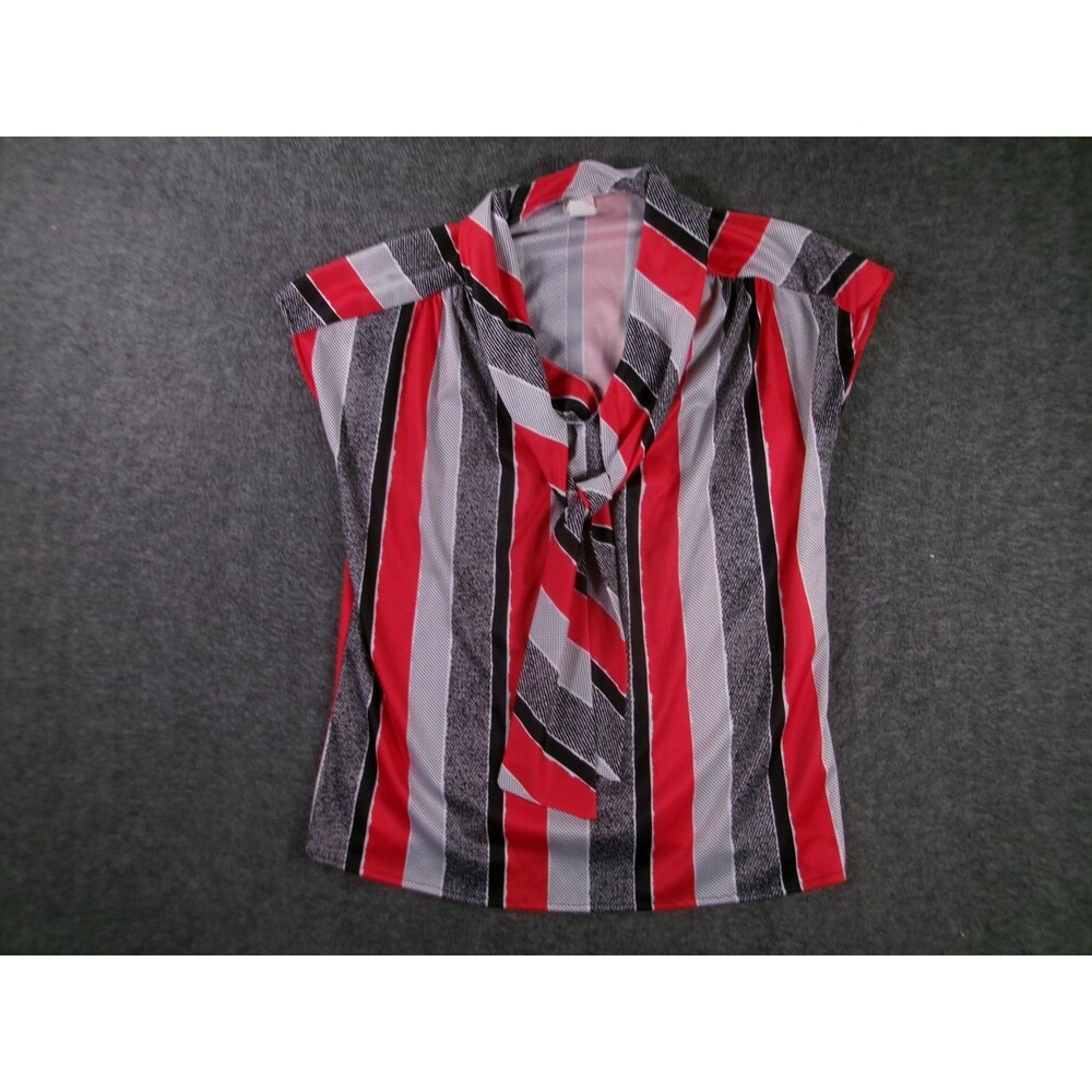 Turn On Top Women 40 Red Stripped Vintage Office Casual Base Layer Capsule